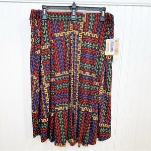 Lularoe NWT Multicolor Ethic Geometric Print Pleated A-Line Madison Skirt 3XL